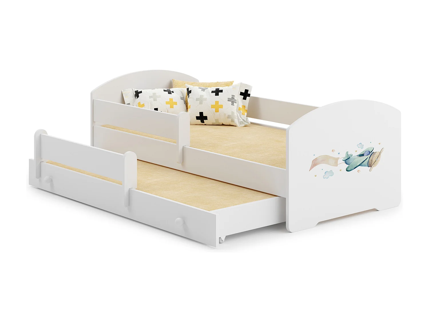 Cama dupla 160 x 80 com colchões e estrados incluídos Kobi Luk Airplane