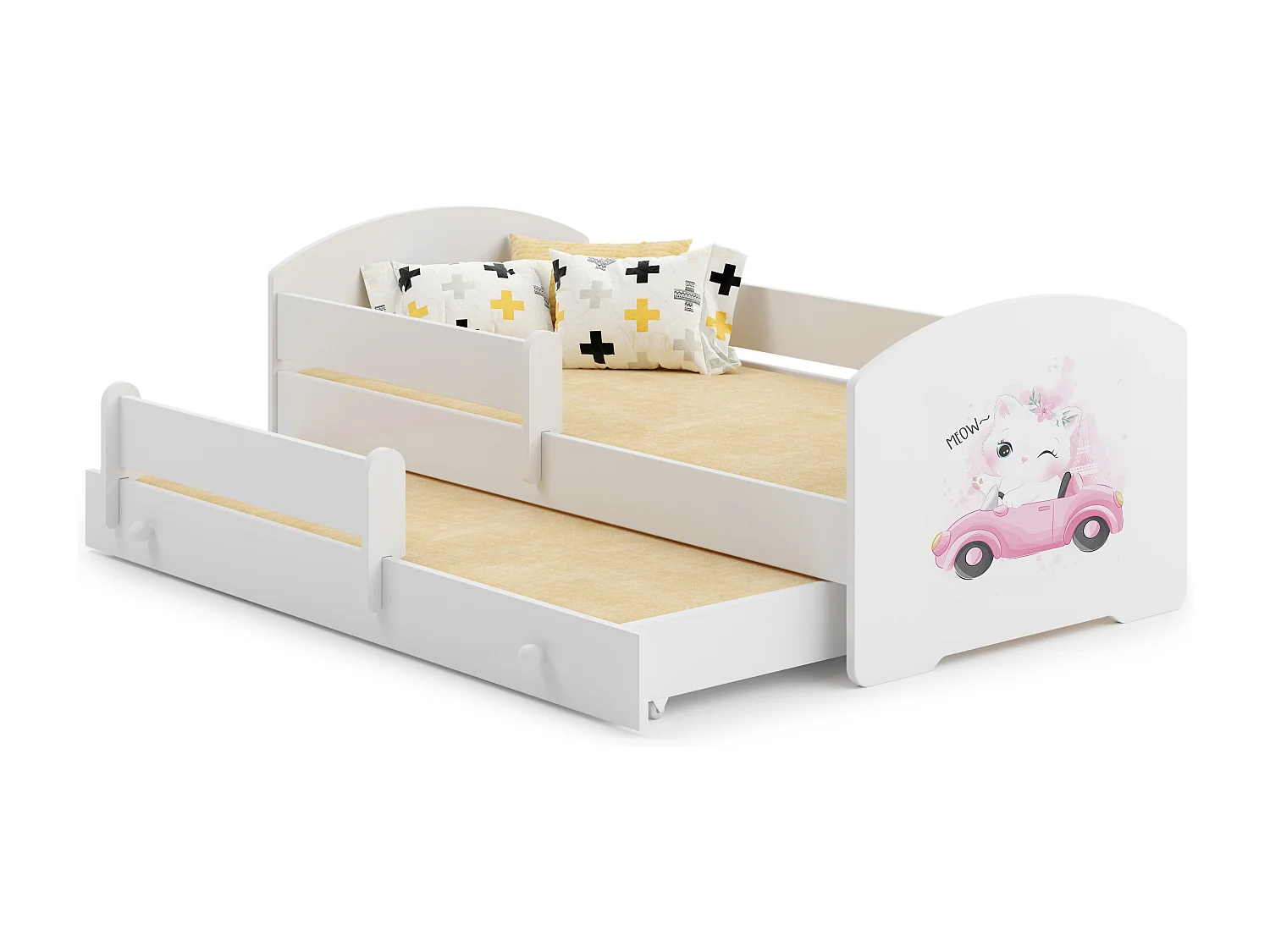 Cama dupla 160 x 80 com colchões e estrados incluídos Kobi Luk Cat