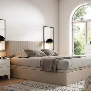 Opbergbox Bedbodem 160 x 200 cm – Beige stof – CENOVAS van YSMÉE Opbergbox Bedbodem 160 x 200 cm – Beige stof – CENOVAS van YSMÉE