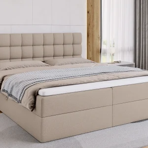 Boxspringbed met hoofdeinde, matras en dekmatras – DAKOTA – 180×200 – beige Boxspringbed met hoofdeinde, matras en dekmatras – DAKOTA – 180×200 – beige