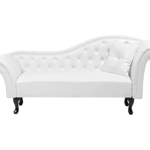 Chaise longue kunstleer wit rechtszijdig LATTES Chaise longue kunstleer wit rechtszijdig LATTES