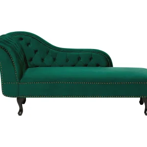 Chaise longue fluweel groen linkszijdig NIMES Chaise longue fluweel groen linkszijdig NIMES