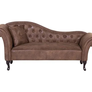 Chaise longue kunstleer lichtbruin linkszijdig LATTES Chaise longue kunstleer lichtbruin linkszijdig LATTES
