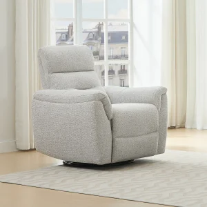 Elektrische relaxfauteuil in lichtgrijze gestructureerde stof BREVIO Elektrische relaxfauteuil in lichtgrijze gestructureerde stof BREVIO