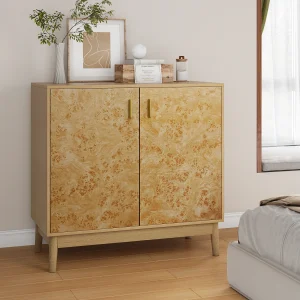 Buffetkast met massief houten poten, verstelbare planken, MDF, geel (80x38x77,5 cm) Buffetkast met massief houten poten, verstelbare planken, MDF, geel (80x38x77,5 cm)