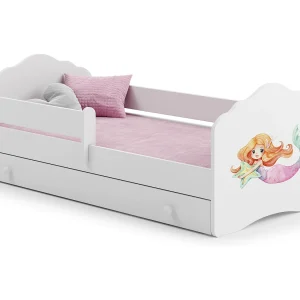 Cama de criança 160 x 80 com gaveta, colchão e estrado incluídos Kobi Wave Mermaid Cama de criança 160 x 80 com gaveta, colchão e estrado incluídos Kobi Wave Mermaid