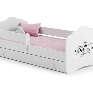 Cama de criança 140 x 70 com gaveta, colchão e estrado incluídos Kobi Wave Princess