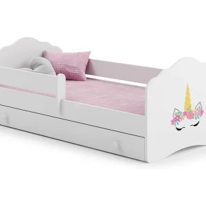 Cama de criança 160 x 80 com gaveta, colchão e estrado incluídos Kobi Wave Unicorn horn Cama de criança 160 x 80 com gaveta, colchão e estrado incluídos Kobi Wave Unicorn horn