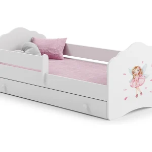 Cama de criança 140 x 70 com gaveta, colchão e estrado incluídos Kobi Wave Girl with wings