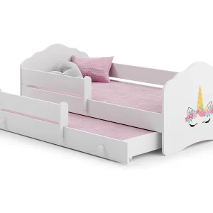 Cama dupla 160 x 80 com colchões e estrados incluídos Kobi Wave Unicorn horn