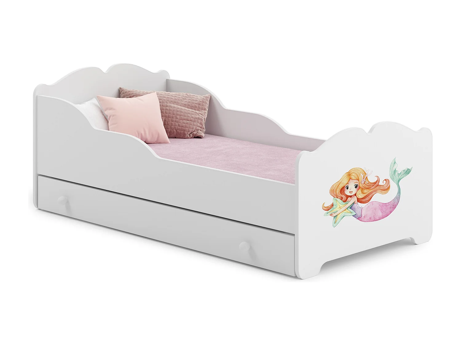 Cama de criança 160 x 80 com gaveta, colchão e estrado incluídos Kobi Anna Mermaid