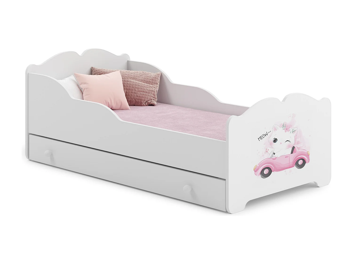 Cama de criança 160 x 80 com gaveta, colchão e estrado incluídos Kobi Anna Cat