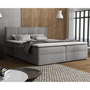 Boxspringbed Betty met 2 bedbakken, gestoffeerd bed Afmetingen: 180×200, kleur: grijs, veloursstof, tweepersoonsbed met Bonell-matras incl. topper Boxspringbed Betty met 2 bedbakken, gestoffeerd bed Afmetingen: 180×200, kleur: grijs, veloursstof, tweepersoonsbed met Bonell-matras incl. topper
