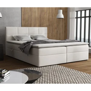 Boxspringbed Betty met 2 bedbakken, gestoffeerd bed Afmetingen: 180×200, kleur: beige, veloursstof, tweepersoonsbed met Bonell-matras incl. topper Boxspringbed Betty met 2 bedbakken, gestoffeerd bed Afmetingen: 180×200, kleur: beige, veloursstof, tweepersoonsbed met Bonell-matras incl. topper