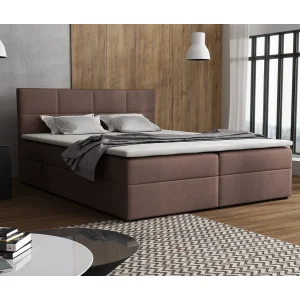 Boxspringbed Betty met 2 bedbakken, gestoffeerd bed Afmetingen: 180×200, kleur: bruin, veloursstof, tweepersoonsbed met Bonell-matras incl. topper Boxspringbed Betty met 2 bedbakken, gestoffeerd bed Afmetingen: 180×200, kleur: bruin, veloursstof, tweepersoonsbed met Bonell-matras incl. topper