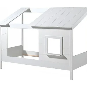 Cabinebed 90×200 cm massief wit grenen met Paraderaam Cabinebed 90×200 cm massief wit grenen met Paraderaam