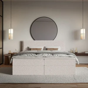 Boxspringbed 160×200 cm met topper en opbergruimte – chenille – beige – SOFTIE Boxspringbed 160×200 cm met topper en opbergruimte – chenille – beige – SOFTIE
