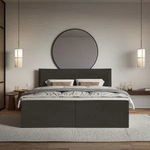 Boxspringbed 160×200 cm met topper en opbergruimte – waterafstotend velours – donkergroen – SOFTIE Boxspringbed 160×200 cm met topper en opbergruimte – waterafstotend velours – donkergroen – SOFTIE