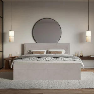 Boxspringbed 160×200 cm met topper en opbergruimte – waterafstotend velours – grijsbruin – SOFTIE Boxspringbed 160×200 cm met topper en opbergruimte – waterafstotend velours – grijsbruin – SOFTIE