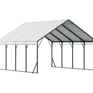Carport SucceBuy, 5,8 x 6 m, Robuuste Metalen Carport, Stalen Frame/Dak, Verwijderbare Zijwanden, Opslag voor Auto's/Pick-ups/Boten/Vrachtwagens/Tractoren Carport SucceBuy, 5,8 x 6 m, Robuuste Metalen Carport, Stalen Frame/Dak, Verwijderbare Zijwanden, Opslag voor Auto's/Pick-ups/Boten/Vrachtwagens/Tractoren