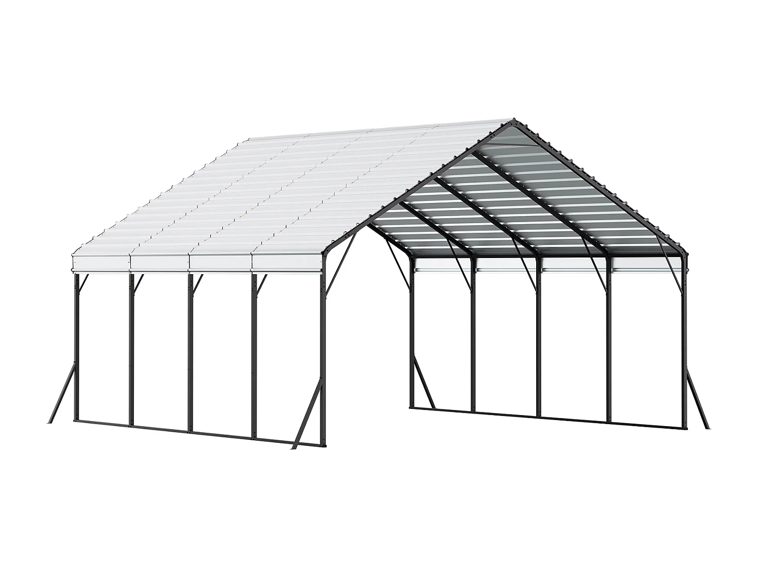 Carport SucceBuy, 5,8 x 6 m, Robuuste Metalen Carport, Stalen Frame/Dak, Verwijderbare Zijwanden, Opslag voor Auto's/Pick-ups/Boten/Vrachtwagens/Tractoren