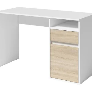 Bureau BILOU wit met lade en lichte eiken deur – Compact en helder voor kinderen Bureau BILOU wit met lade en lichte eiken deur – Compact en helder voor kinderen