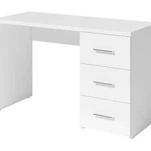 Bureau LUNIS wit – 3 grote lades – Minimalistisch ontwerp en ruime opbergruimte