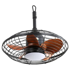 Buitenplafondventilator met LED, 20 inch, DC-motor, 5 ABS-bladen, zwart, hangende montage (50,8 x 50,8 x 47,5 cm)