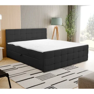 Boxspringbed NATALIE met 2 bedbakken, gestoffeerd bed Afmetingen: 160×200, kleur: zwart, veloursstof, tweepersoonsbed met Bonell-matras incl. topper Boxspringbed NATALIE met 2 bedbakken, gestoffeerd bed Afmetingen: 160×200, kleur: zwart, veloursstof, tweepersoonsbed met Bonell-matras incl. topper