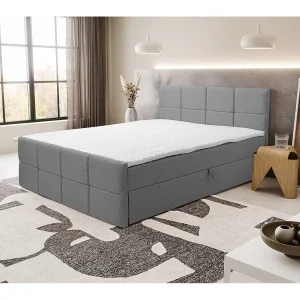 Boxspringbed DORIS met 2 bedbakken, gestoffeerd bed Afmetingen: 140×200, kleur: grijs, veloursstof, tweepersoonsbed met Bonell-matras incl. topper Boxspringbed DORIS met 2 bedbakken, gestoffeerd bed Afmetingen: 140×200, kleur: grijs, veloursstof, tweepersoonsbed met Bonell-matras incl. topper