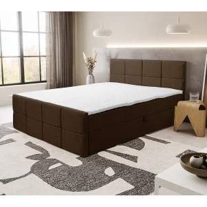 Boxspringbed DORIS met 2 bedbakken, gestoffeerd bed Afmetingen: 160×200, kleur: bruin, veloursstof, tweepersoonsbed met Bonell-matras incl. topper Boxspringbed DORIS met 2 bedbakken, gestoffeerd bed Afmetingen: 160×200, kleur: bruin, veloursstof, tweepersoonsbed met Bonell-matras incl. topper