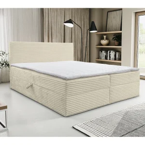 Boxspringbed Tilly met 2 bedbakken, gestoffeerd bed Afmetingen: 140×200, kleur: beige, corduroy, tweepersoonsbed met Bonell-matras incl. topper Boxspringbed Tilly met 2 bedbakken, gestoffeerd bed Afmetingen: 140×200, kleur: beige, corduroy, tweepersoonsbed met Bonell-matras incl. topper