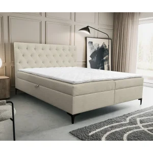Boxspringbed Calipso met 2 bedbakken, gestoffeerd bed Afmetingen: 180×200, kleur: beige, veloursstof, tweepersoonsbed met Bonell-matras incl. topper Boxspringbed Calipso met 2 bedbakken, gestoffeerd bed Afmetingen: 180×200, kleur: beige, veloursstof, tweepersoonsbed met Bonell-matras incl. topper