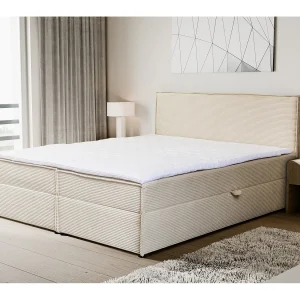 Boxspringbed GLORIA met 2 bedbakken, gestoffeerd bed Afmetingen: 140×200, kleur: beige, corduroy, tweepersoonsbed met Bonell-matras incl. topper Boxspringbed GLORIA met 2 bedbakken, gestoffeerd bed Afmetingen: 140×200, kleur: beige, corduroy, tweepersoonsbed met Bonell-matras incl. topper