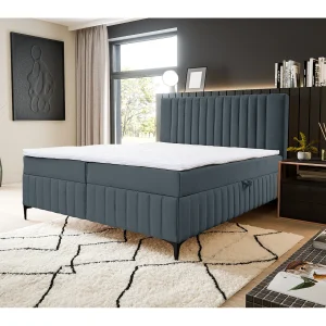 Boxspringbed QUANT met 2 bedbakken, gestoffeerd bed Afmetingen: 160×200, kleur: donkergrijs, veloursstof, tweepersoonsbed met Bonell-matras incl. topper Boxspringbed QUANT met 2 bedbakken, gestoffeerd bed Afmetingen: 160×200, kleur: donkergrijs, veloursstof, tweepersoonsbed met Bonell-matras incl. topper