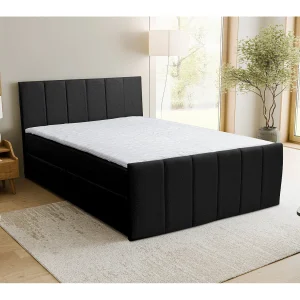 Boxspringbed CLAUDINE met 2 bedbakken, gestoffeerd bed Afmetingen: 160×200, kleur: zwart, veloursstof, tweepersoonsbed met Bonell-matras incl. topper Boxspringbed CLAUDINE met 2 bedbakken, gestoffeerd bed Afmetingen: 160×200, kleur: zwart, veloursstof, tweepersoonsbed met Bonell-matras incl. topper
