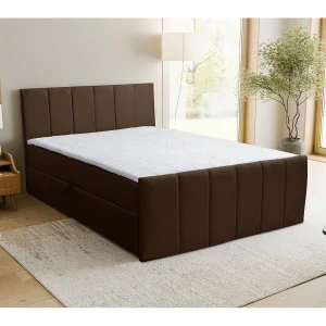 Boxspringbed CLAUDINE met 2 bedbakken, gestoffeerd bed Afmetingen: 160×200, kleur: bruin, veloursstof, tweepersoonsbed met Bonell-matras incl. topper Boxspringbed CLAUDINE met 2 bedbakken, gestoffeerd bed Afmetingen: 160×200, kleur: bruin, veloursstof, tweepersoonsbed met Bonell-matras incl. topper