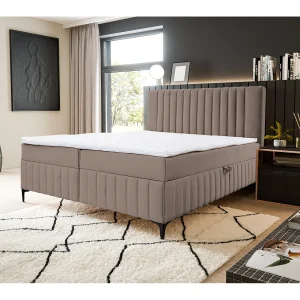 Boxspringbed QUANT met 2 bedbakken, gestoffeerd bed Afmetingen: 160×200, kleur: bruin, veloursstof, tweepersoonsbed met Bonell-matras incl. topper Boxspringbed QUANT met 2 bedbakken, gestoffeerd bed Afmetingen: 160×200, kleur: bruin, veloursstof, tweepersoonsbed met Bonell-matras incl. topper