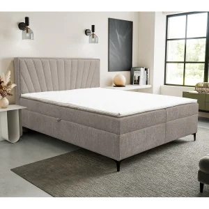 Boxspringbed Cimone met 2 bedbakken, gestoffeerd bed Afmetingen: 160×200 cm, kleur: lichtbruin, veloursstof, tweepersoonsbed met Bonell-matras incl. topper Boxspringbed Cimone met 2 bedbakken, gestoffeerd bed Afmetingen: 160×200 cm, kleur: lichtbruin, veloursstof, tweepersoonsbed met Bonell-matras incl. topper