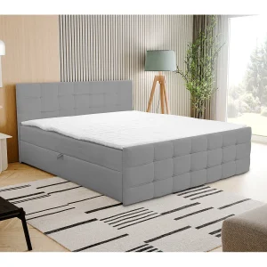 Boxspringbed NATALIE met 2 bedbakken, gestoffeerd bed Afmetingen: 140×200, kleur: grijs, veloursstof, tweepersoonsbed met Bonell-matras incl. topper Boxspringbed NATALIE met 2 bedbakken, gestoffeerd bed Afmetingen: 140×200, kleur: grijs, veloursstof, tweepersoonsbed met Bonell-matras incl. topper