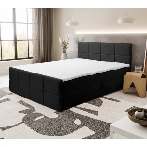 Boxspringbed DORIS met 2 bedbakken, gestoffeerd bed Afmetingen: 140×200, kleur: zwart, veloursstof, tweepersoonsbed met Bonell-matras incl. topper Boxspringbed DORIS met 2 bedbakken, gestoffeerd bed Afmetingen: 140×200, kleur: zwart, veloursstof, tweepersoonsbed met Bonell-matras incl. topper