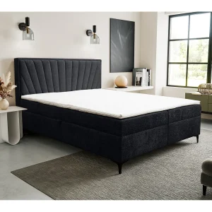 Boxspringbed Cimone met 2 bedbakken, gestoffeerd bed Afmetingen: 140×200 cm, kleur: zwart, veloursstof, tweepersoonsbed met Bonell-matras incl. topper Boxspringbed Cimone met 2 bedbakken, gestoffeerd bed Afmetingen: 140×200 cm, kleur: zwart, veloursstof, tweepersoonsbed met Bonell-matras incl. topper