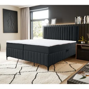 Boxspringbed QUANT met 2 bedbakken, gestoffeerd bed Afmetingen: 160×200, kleur: zwart, veloursstof, tweepersoonsbed met Bonell-matras incl. topper Boxspringbed QUANT met 2 bedbakken, gestoffeerd bed Afmetingen: 160×200, kleur: zwart, veloursstof, tweepersoonsbed met Bonell-matras incl. topper
