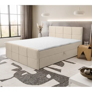 Boxspringbed DORIS met 2 bedbakken, gestoffeerd bed Afmetingen: 140×200, kleur: beige, veloursstof, tweepersoonsbed met Bonell-matras incl. topper Boxspringbed DORIS met 2 bedbakken, gestoffeerd bed Afmetingen: 140×200, kleur: beige, veloursstof, tweepersoonsbed met Bonell-matras incl. topper