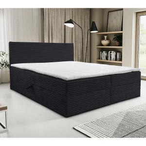 Boxspringbed Tilly met 2 bedbakken, gestoffeerd bed Afmetingen: 140×200, kleur: zwart, corduroy, tweepersoonsbed met Bonell-matras incl. topper Boxspringbed Tilly met 2 bedbakken, gestoffeerd bed Afmetingen: 140×200, kleur: zwart, corduroy, tweepersoonsbed met Bonell-matras incl. topper