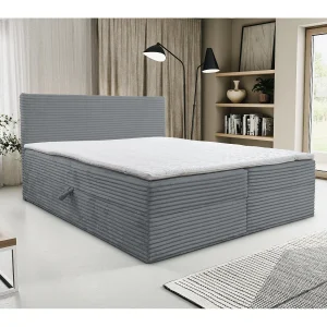 Boxspringbed Tilly met 2 bedbakken, gestoffeerd bed Afmetingen: 180×200, kleur: grijs, corduroy, tweepersoonsbed met Bonell-matras incl. topper Boxspringbed Tilly met 2 bedbakken, gestoffeerd bed Afmetingen: 180×200, kleur: grijs, corduroy, tweepersoonsbed met Bonell-matras incl. topper