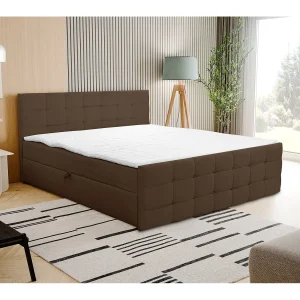 Boxspringbed NATALIE met 2 bedbakken, gestoffeerd bed Afmetingen: 180×200, kleur: bruin, veloursstof, tweepersoonsbed met Bonell-matras incl. topper Boxspringbed NATALIE met 2 bedbakken, gestoffeerd bed Afmetingen: 180×200, kleur: bruin, veloursstof, tweepersoonsbed met Bonell-matras incl. topper