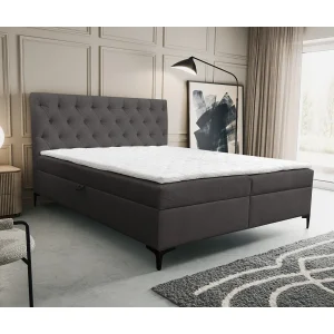 Boxspringbed Calipso met 2 bedbakken, gestoffeerd bed Afmetingen: 180×200, kleur: donkergrijs, veloursstof, tweepersoonsbed met Bonell-matras incl. topper Boxspringbed Calipso met 2 bedbakken, gestoffeerd bed Afmetingen: 180×200, kleur: donkergrijs, veloursstof, tweepersoonsbed met Bonell-matras incl. topper