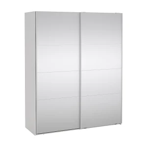 Catania schuifdeurkast 2 deuren met spiegel 180x220cm wit. Catania schuifdeurkast 2 deuren met spiegel 180x220cm wit.