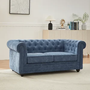 Tweezitsbank in blauwe stof CHESTERFIELD Tweezitsbank in blauwe stof CHESTERFIELD